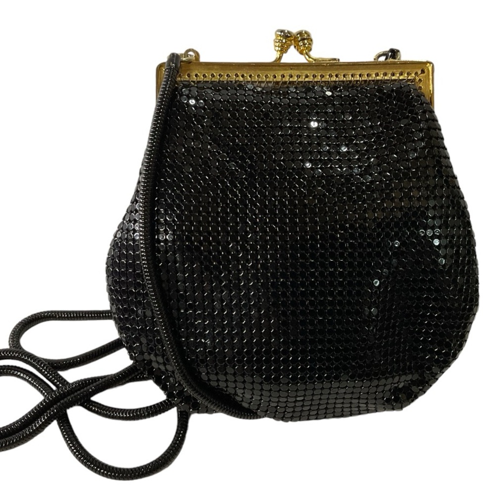 Vintage La Regale mini black & gold tone mesh kiss clasp evening bag